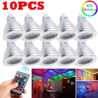 10pcs/set RGB MR16 4W 16 Colors LED Changing Light Bulbs Lamp + Remote Control - Image 1 of 4