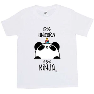 Camiseta 1Tee Niños Niños 5% Unicornio 95% Ninja Panda - Imagen 1 de 30
