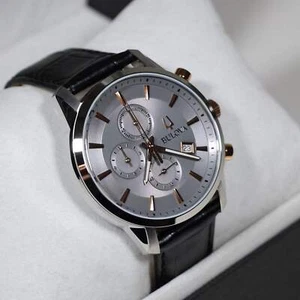 Bulova Sutton Classic Stainless Steel Chronograph Grey Dial Men's Watch 98B409 - Picture 1 of 9