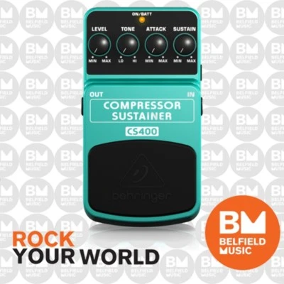 Behringer CS400 Compressor Sustainer Ultimate Dynamics Effects Pedal CS-400 - BM - image 1 of 4