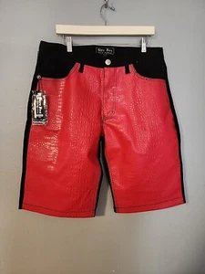Bare Fox 26 Brand Shorts Black Red Faux Alligator Pattern On Front Mens Sz 36 - Picture 1 of 4