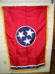 3' x 5' TENNESSEE STAATSFLAGGE MIT FRANSEN GENÄHTEM NYLONSTANGENSAUM HERGESTELLT IN DEN USA NEU - Bild 1 von 3