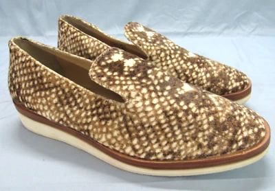 БЕСПЛАТНЫЕ ЛЮДИ Змеиные Глаза КОРИЧНЕВЫЕ/КРЕМОВЫЕ Бархатные ЗМЕИНАЯ КОЖА С ПРИНТОМ Мокасины Без шнуровки Размер 41 - Изображение 1 из 4