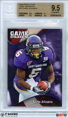 POP 1: Chris Johnson BGS 9.5: 2008 Press Pass Game Breakers Rookie Insert Gisto - Image 1 of 3