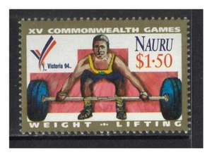 MINT 1994 NAURU COMMONWEALTH GAMES MELBOURNE VICTORIA 94 WEIGHT LIFTING STAMP - Picture 1 of 1