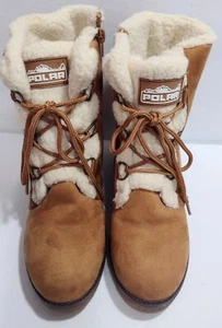 Botas cálidas de invierno Polar para mujer talla 7M marrón imitación gamuza forradas Sherpa - Imagen 1 de 9