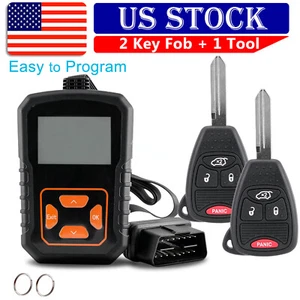 2 Remote Key Fob + Program Tool For 2010 2011 2012 Jeep Liberty Dodge Avenger - Picture 1 of 9