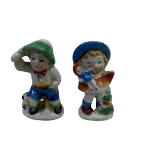 Giappone occupato ragazzo con il suo cane ragazza con bambola miniature statuine vintage A15 - Foto 1 di 7