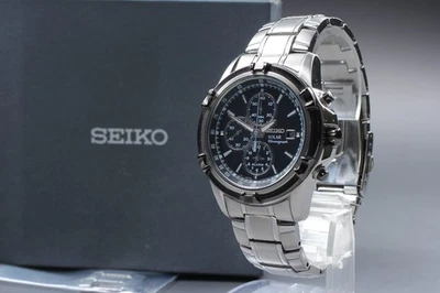 [Casi COMO NUEVO] Seiko Solar Cronógrafo Negro Fecha 43mm Cuarzo Para hombres De JAPÓN W701 Foto 1 de 4