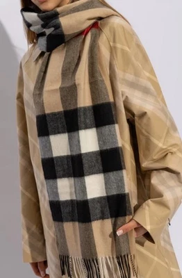 Burberry Schal Mega GiantCheck XXL 100%Kaschmir  200•70 cm 495€ Mit Beleg UNISEX - Bild 1 von 3