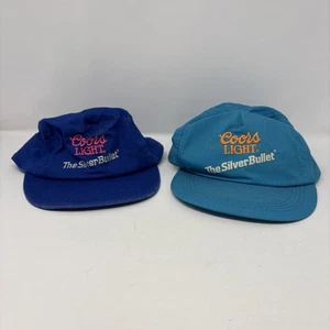 Lot of 2 Vintage Coors Light Silver Bullet Snapback Hats One Size - Picture 1 of 21