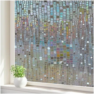 Window Privacy Film, Stained Glass Window Films 3D Rainbow Decorative Static ... - Picture 1 of 8