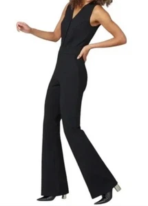 Mono SPANX Perfecto Negro Cuello en V Sin Mangas Una Pieza Ponte Acampanado Pantalones - Imagen 1 de 10