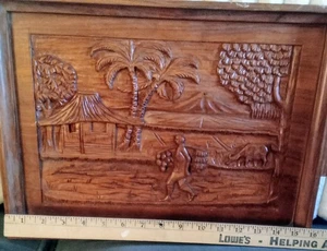 25 X 14" Vintage Hand Carved Wooden Tray From The Phillippines - Picture 1 of 4