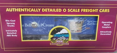 Trenes eléctricos MTH Blue Bell Ice Cream 36' vagón frigorífico lado madera 20-94404 difícil de encontrar Foto 1 de 4