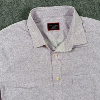 UNTUCKit Shirt Medium Purple Fortia Relaxed Fit Short Sleeve Button Up Men's - Image 1 of 4
