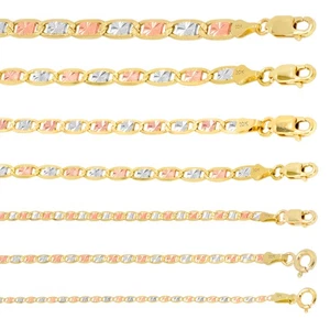 10K Tri Color Gold 1.5mm-5mm Valentino Mariner Anchor Chain Necklace 16"- 26" - Picture 1 of 108