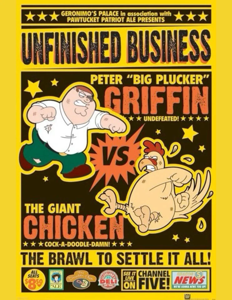 Family Guy Peter Grifin Vs The Giant Chicken Fight Flyer Style Poster