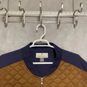 Oak Hill Vest Men 5XL Blue Brown Quilted Full Zip Suede Knit Outerwear Jacket - Picture 1 of 8