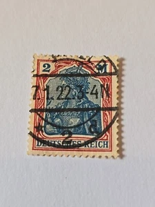 Briefmarke Deutsches Reich Germania 2 Mark gestempelt 07.01.1922 - Bild 1 von 4