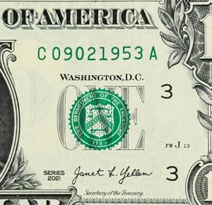 September 2nd, 1953 Birthday Anniversary Fancy Serial Number Uncirculated Dollar - Picture 1 of 3