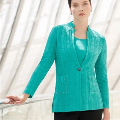 NWT Ming Wang Light Green Textured Jacket Cardigan Size 2X MSRP $365 - Image 1 of 4