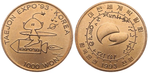 South Korea - 1000 Won 1993 Daejeon Expo `93 Kupfer-Nickel-Legierung,17g,Km# 78 Cover