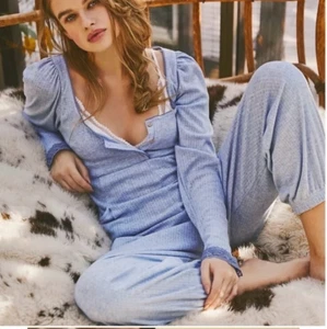 Pagliaccetto Free People On Point taglia S blu chiaro lounge tuta intima - Foto 1 di 11