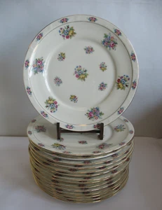 S/3 dinner plates Haas Czjzek 1937 H&C Coronado Parisian Chintz 10" disc - Picture 1 of 7