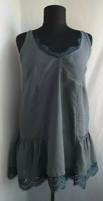 Anthropologie Odd Molly Top 0 XS Gray Silk Blend Top Summer Lace Tank Top - Image 1 of 4