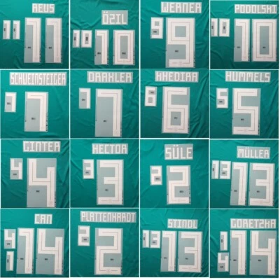 DFB Flock Set WM 2018 für grünes Deutschland Auswärtstrikot WM 2018 weiß