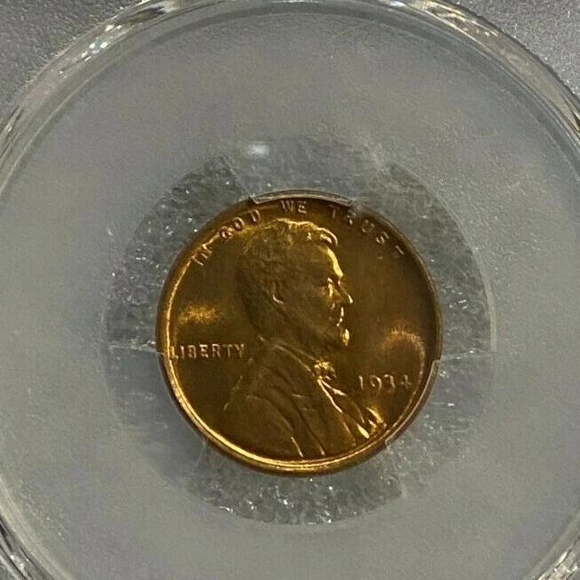 1934 Lincoln Wheat Cent  PCGS MS 65 RD  ~~ BLAZING LUSTER ~~ (496) - Image 1 of 3