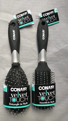 Pack of 2 Conair Velvet Touch Hair Brush Smooth & Style  NEW - Image 1 of 2