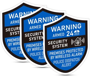 3PCS Security Alarm System Sign for Home, Self-Adhesive Weatherproof 24 Hours Se - Picture 1 of 7