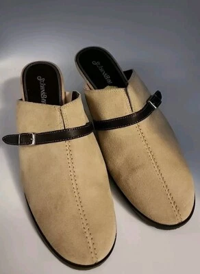 Mules para mujer ST. JOHN'S BAY de cuero tostado y marrón talla 9,5 M Foto 1 de 4