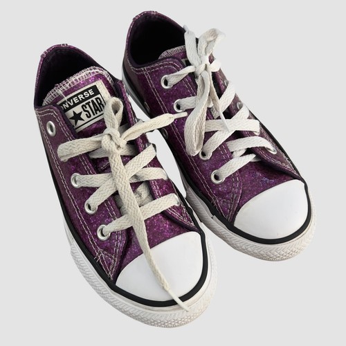 Sneakers basse stringate Converse All Star da bambina viola scintillanti US 12