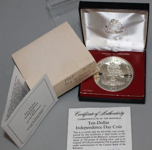 1975 Bahamas 10 Dollar Silver Proof Independence Day Commemorative $10 Coin - Picture 1 of 4