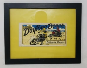 Vintage 1960s AMA Bumper Sticker DAYTONA BEACH MOTORCYCLE CLASSICS Racing Bikes - Picture 1 of 7