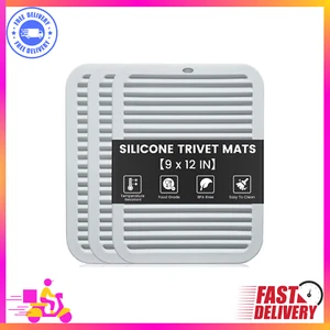 "TOPULORS 3 PCS Silicone Trivets 9"x12" Heat Resistant Mat for Pots, Pans & Hot - Picture 1 of 8