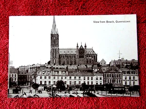 VIEW FROM BEACH QUEENSTOWN IRELAND 1911 B/W  VINTAGE VALENTINE  POSTCARD [522] - Bild 1 von 2