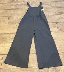 Himosyber Patchwork Dual Pocket Jumpsuit Loose Blue Boho Wide Leg L Chore NWT - Picture 1 of 16