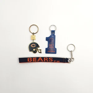 Vtg Chicago Bears Keychains (3) Key Rings NFL Football Sports Camel Blue Orange - Picture 1 of 10