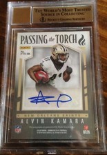 2018 ELITE PASSING THE TORCH ALVIN KAMARA-REGGIE BUSH Auto 11/25 SAINTS BGS 9.5