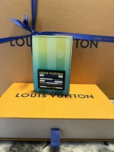 Louis Vuitton Gradient Green Damier Stripes Patch Logo Pocket Organizer Wallet - Picture 1 of 4