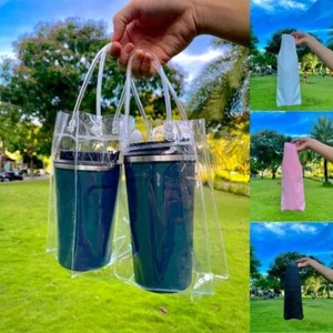 3Pcs With Convenient Handle Transparent Bag Clear PVC Bottle Bag Themos Bottle - Picture 1 of 12