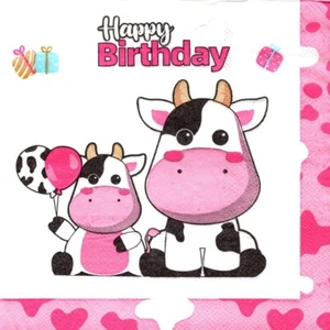 Serviettes en papier anniversaire vaches. Paper napkins cows birthday party - Picture 1 of 1