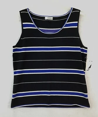 Tahari Arthur Levine / Sleeveless Silk Blend Striped Knit Sweater Top / Size 12  - Image 1 of 4
