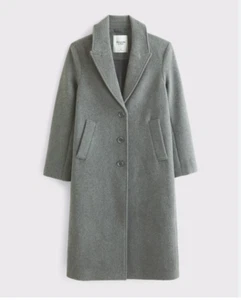 Abercrombie & Fitch Wool-Blend Tailored Topcoat Gray MP - Picture 1 of 8