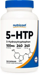 Nutricost 5-HTP 100mg, 240 Capsules (5-Hydroxytryptophan) - Gluten Free, Non-GMO - Picture 1 of 5