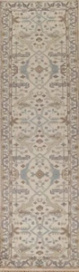 Ivory Floral Oushak Oriental Rug Runner 2' 6" x 11' 8" Handmade Hallway Carpet - Picture 1 of 12